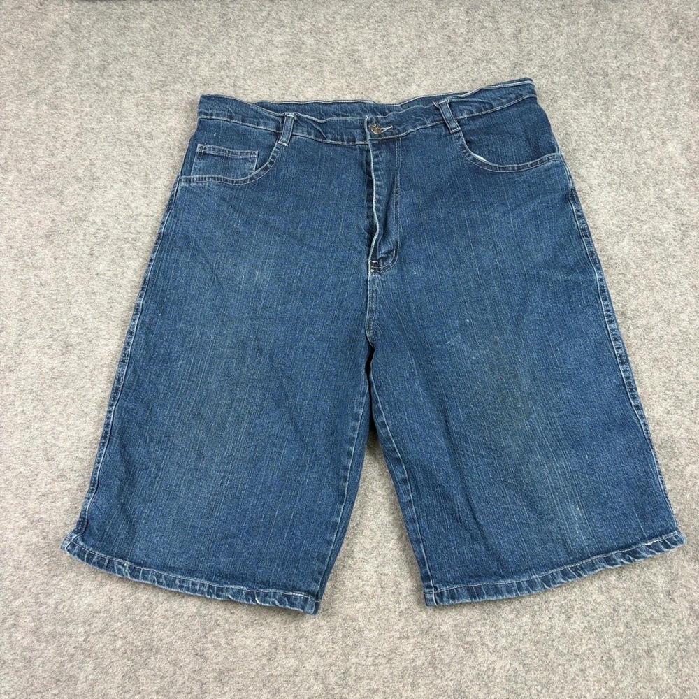 Denim‎ Jorts Mens 42 Dark Wash Baggy Star Button Y2K Skate Shorts Wide Leg Surf